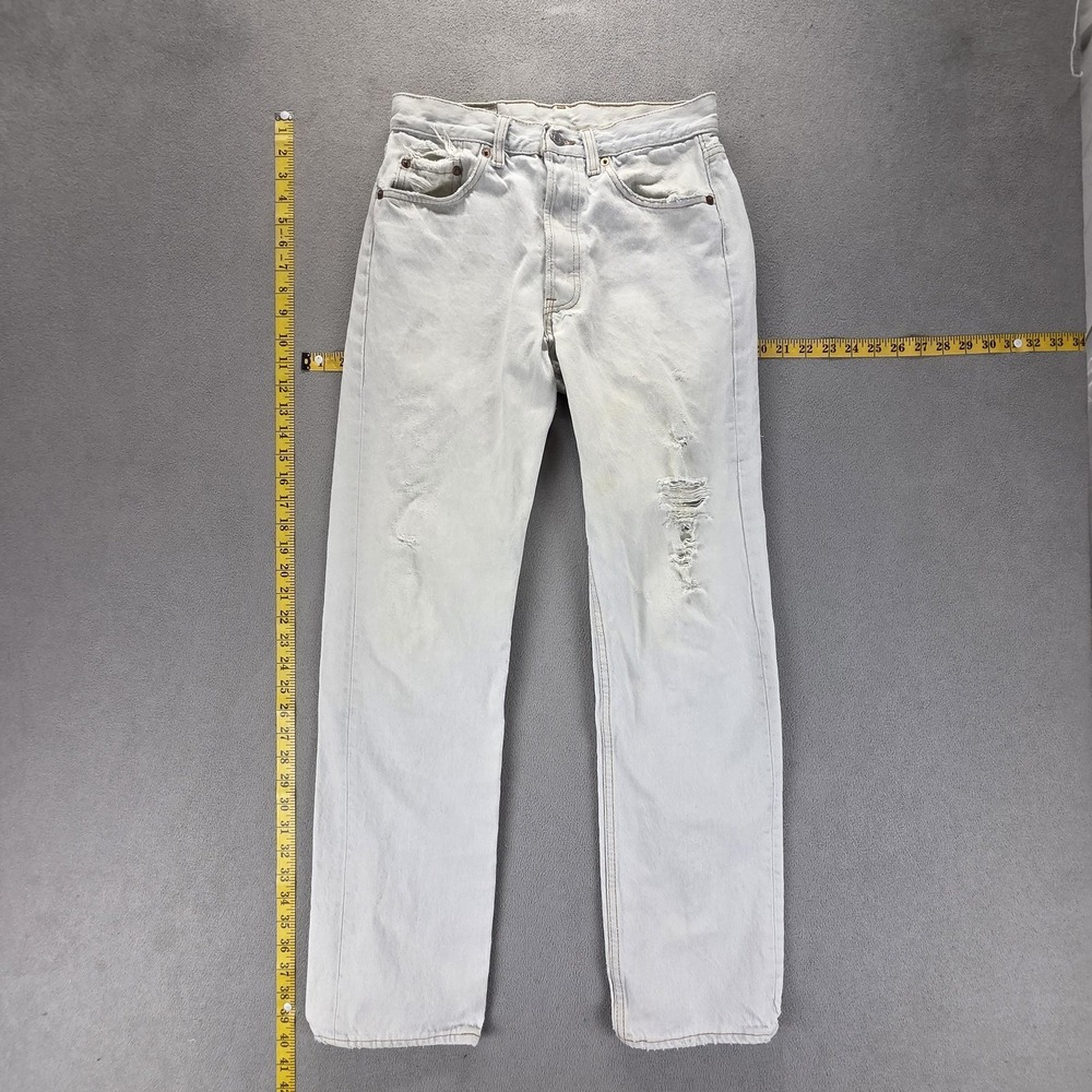 Vintage‎ Levis 501 Jeans Mens White Straight Button Fly Made in USA Fits 27x30
